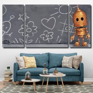 Cute Robot 3 Panels Paint By Numbers