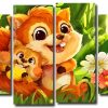 Cute Squirrels 4 Panels Paint By Numbers