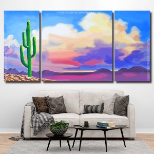 Desert Cactus 3 Panels Paint By Numbers