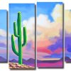 Desert Cactus 4 Panels Paint By Numbers