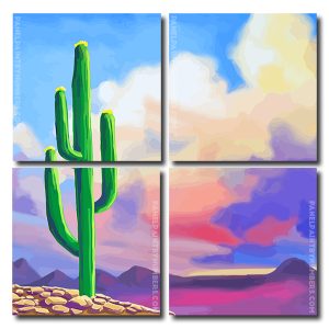 Desert Cactus Square Panels Paint By Numbers