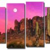 Desert Cactus And Full moon 4 Panels Paint By Numbers