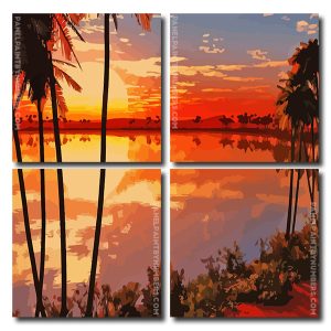 Desert Oasis At Sunset Square Panels Paint By Numbers