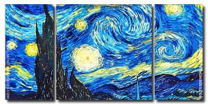 Detail Of The Starry Night 3 Panels Paint By Numbers