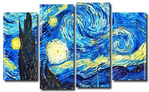 Detail Of The Starry Night 4 Panels Paint By Numbers