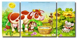 Farm Animals 3 Panels Paint By Numbers