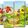 Farm Animals 4 Panels Paint By Numbers