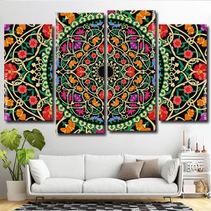 Floral Mandala 4 Panels Paint By Numbers