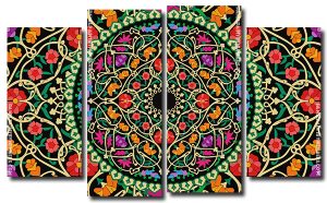 Floral Mandala 4 Panels Paint By Numbers