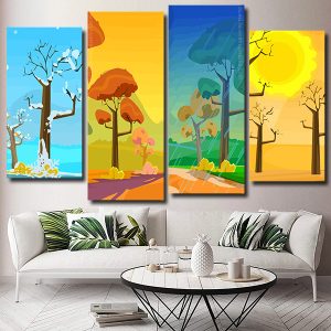 Four Seasons Art Illustration 4 Panels Paint By Numbers