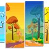 Four Seasons Art Illustration 4 Panels Paint By Numbers