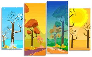 Four Seasons Art Illustration 4 Panels Paint By Numbers