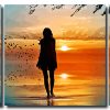 Girl Walking On Beach Silhouette 3 Panels Paint By Numbers