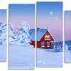 House Snow Winter Landscape 4 Panels Paint By Numbers