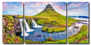 Kirkjufell Mountain Iceland 3 Panels Paint By Numbers