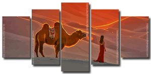 Lady With Camel In The Desert 5 Panels Paint By Numbers