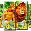 Lion And Cub 4 Panels Paint By Numbers