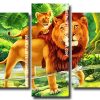 Lion And Cub 5 Panels Paint By Numbers