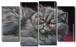 Mad Black Cat 4 Panels Paint By Numbers