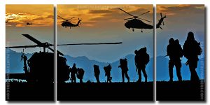 Military Special Forces Silhouette 3 Panels Paint By Numbers