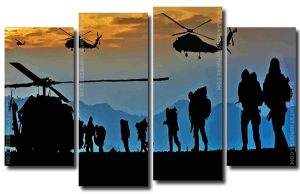 Military Special Forces Silhouette 4 Panels Paint By Numbers