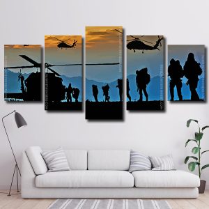 Military Special Forces Silhouette 5 Panels Paint By Numbers