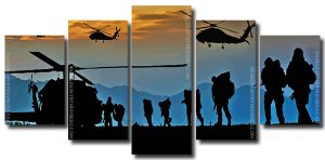 Military Special Forces Silhouette 5 Panels Paint By Numbers