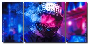 Motocross And Smoke 3 Panels Paint By Numbers