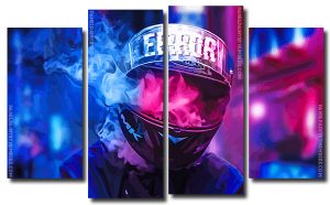 Motocross And Smoke 4 Panels Paint By Numbers