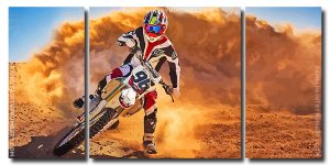 Motocross Race 3 Panels Paint By Numbers