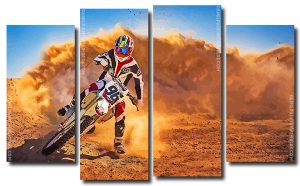 Motocross Race 4 Panels Paint By Numbers