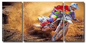 Motocross Racer 3 Panels Paint By Numbers