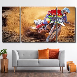 Motocross Racer 3 Panels Paint By Numbers