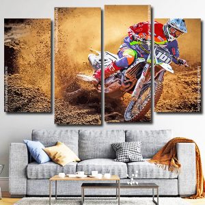 Motocross Racer 4 Panels Paint By Numbers