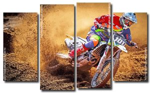 Motocross Racer 4 Panels Paint By Numbers