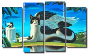 Mouse And Cat Angel 4 Panels Paint By Numbers