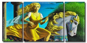 Musician Lady 3 Panels Paint By Numbers