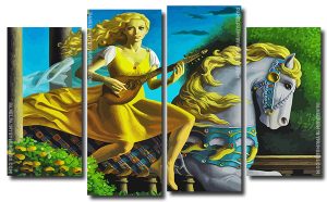 Musician Lady 4 Panels Paint By Numbers