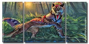 Mythical Big Cat 3 Panels Paint By Numbers