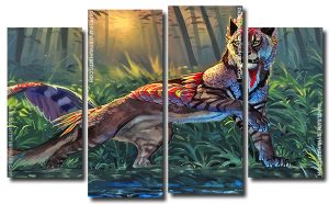 Mythical Big Cat 4 Panels Paint By Numbers