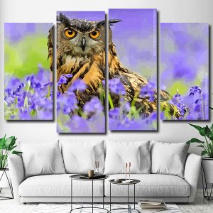 Owl Bird 4 Panels Paint By Numbers