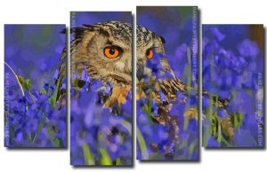 Owl Bird Art 4 Panels Paint By Numbers