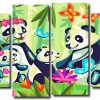 Panda Family 4 Panels Paint By Numbers