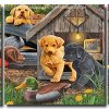 Puppies And Duck 3 Panels Paint By Numbers