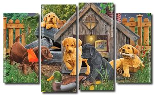 Puppies And Duck Square Panels Paint By Numbers