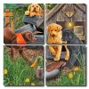 Puppies And Duck 5 Panels Paint By Numbers