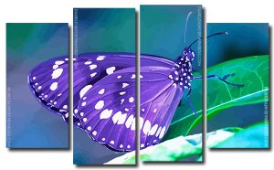 Purple Butterfly 4 Panels Paint By Numbers