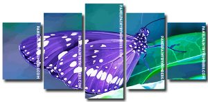 Purple Butterfly 5 Panels Paint By Numbers