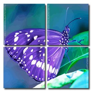 Purple Butterfly Square Panels Paint By Numbers