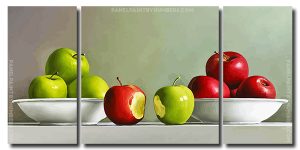 Red And Green Apples 3 Panels Paint By Numbers